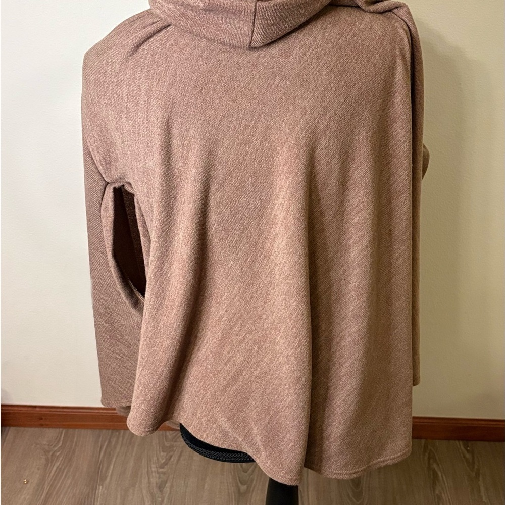 New Sweet Pea Women's Cowl Neck Sweater Poncho Tan Brown Made in USA​​ - Picture 3 of 5